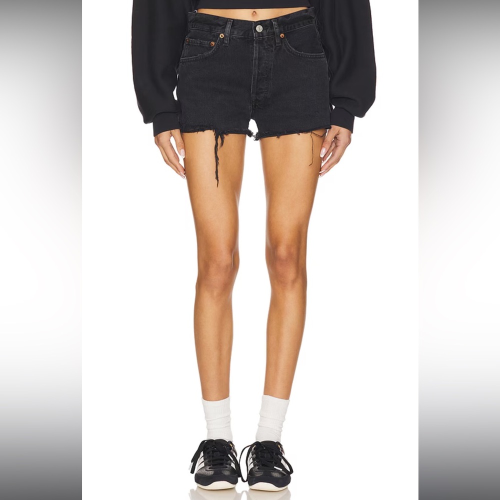 AGOLDE Parker Denim Cut Off Shorts Vortex (black), size 27